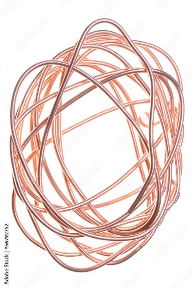 Copper wire on white background Copper wire on white background