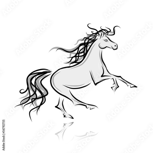 Horse sketch for your design. Symbol of 2014 year