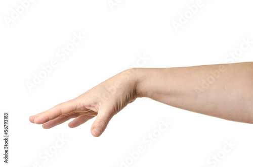 Female hand throwing photo