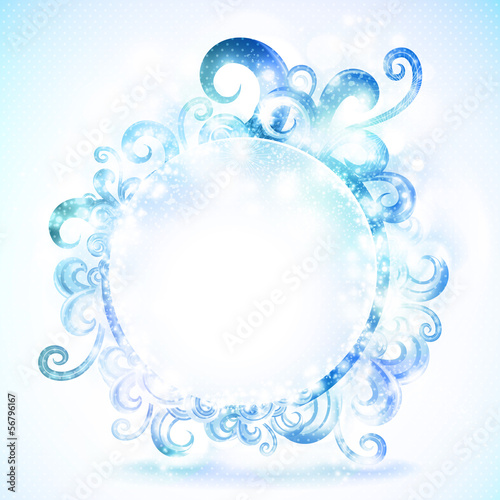 Vintage round frame with swirls. Vector background.