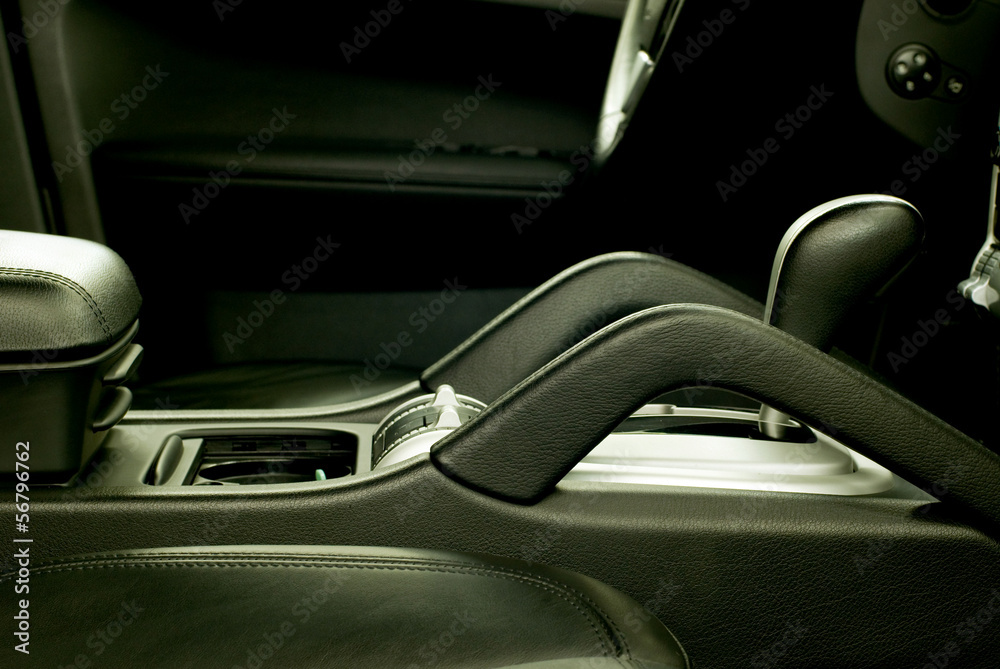 Modern car interior. Horizontal photo.