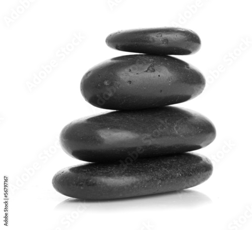 Growing piled up pebbles on a white background