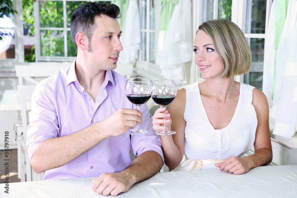 Beautiful couple having romantic dinner at restaurant Beautiful couple having romantic dinner at restaurant