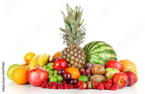 Different fruits isolated on white