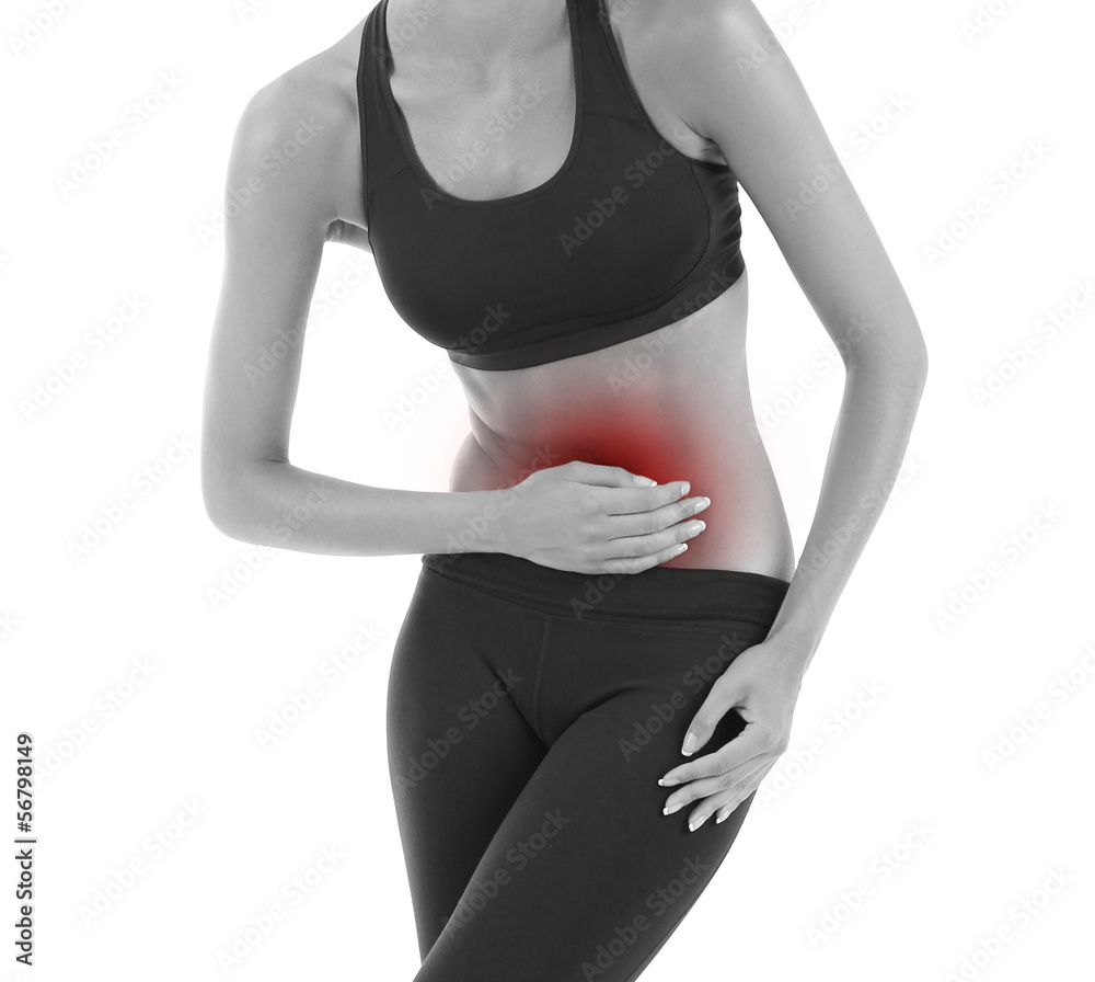 Abdominal pain isolated on white Abdominal pain isolated on white