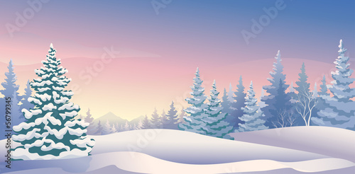 Winter sunrise panoramic