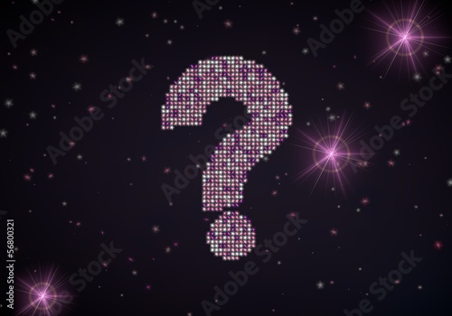 3d graphic of a undissolved question symbol of glamour stars
