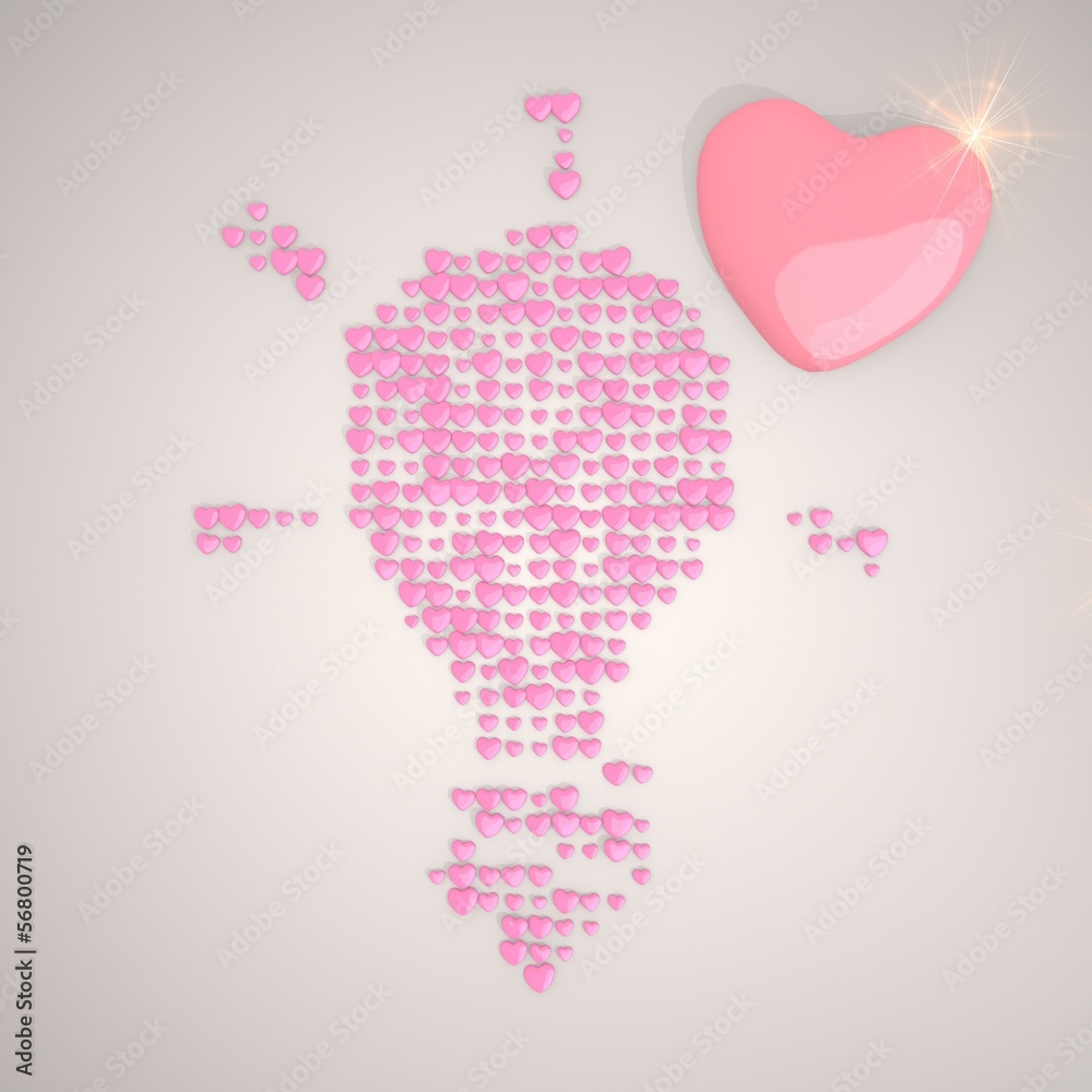 3d render of a tender idea symbol made of many hearts