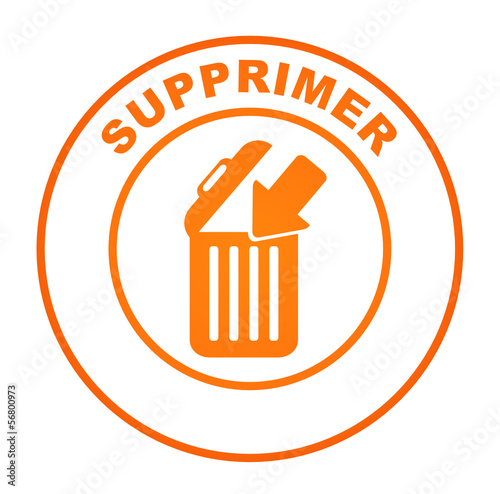 supprimer sur bouton web rond orange