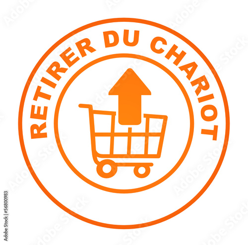 retirer du chariot sur bouton web rond orange