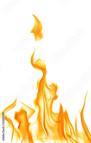 yellow flame sparks isolated on white