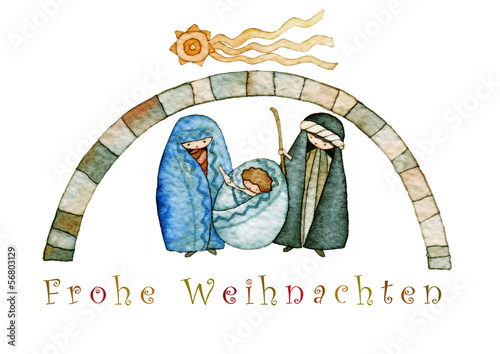 Christmas Nativity scene. Jesus, Mary, Joseph