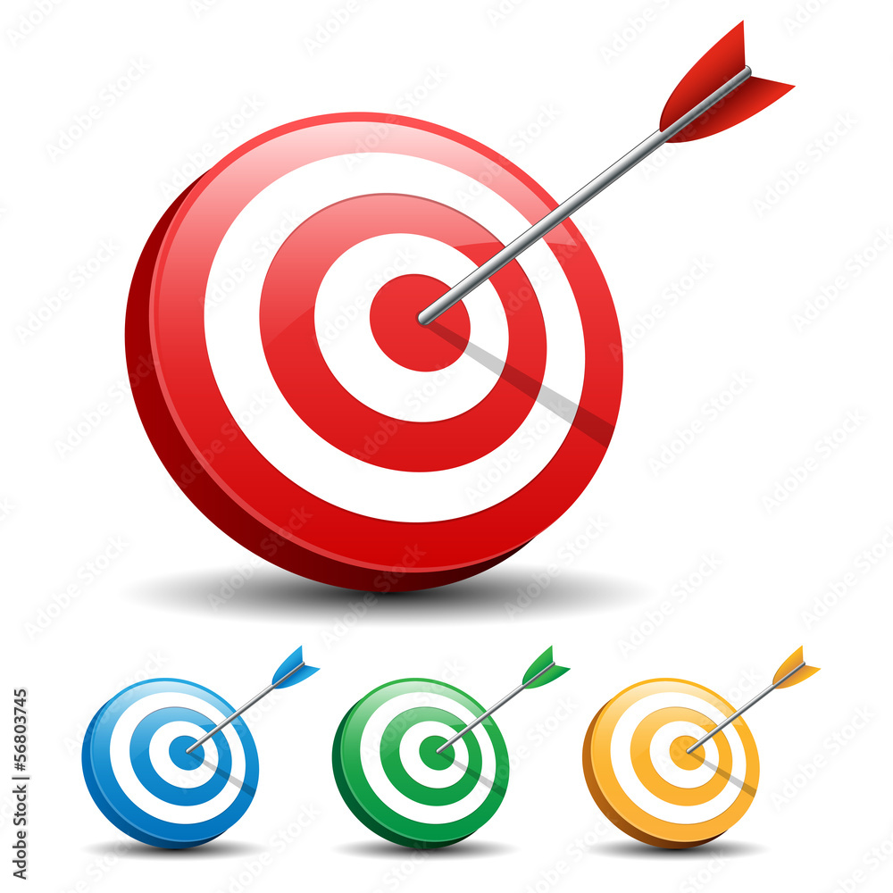 Dart Hitting A Target on white background Dart Hitting A Target on white background