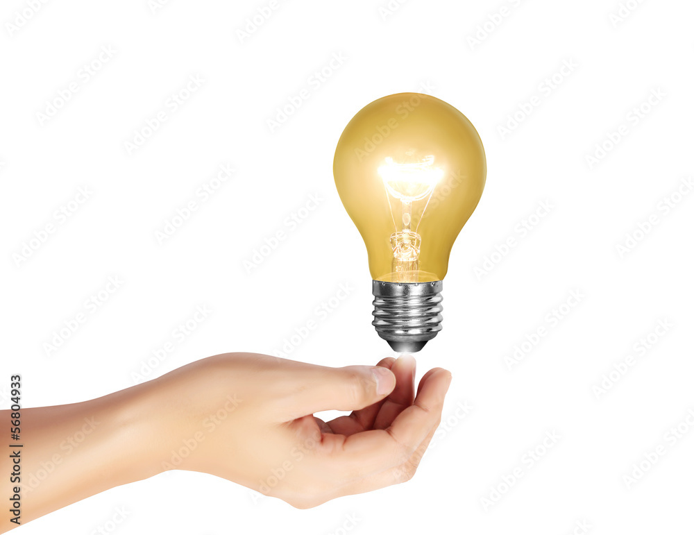 Ideas light bulb in hand Ideas light bulb in hand