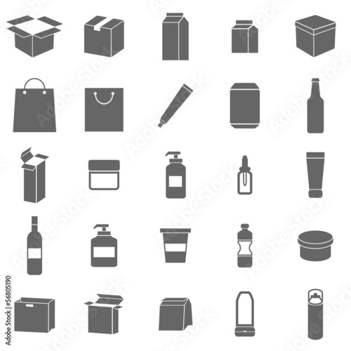 Packaging icons on white background