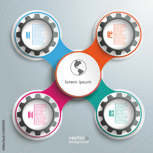 Circle And Black Gears Chain Colored Cross Infographic