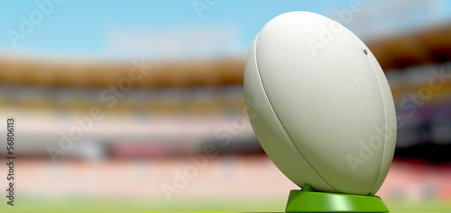 Fotografie Rugby Ball In A Stadium Daytime
