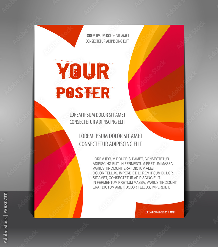 Abstract poster with rays. Design layout template