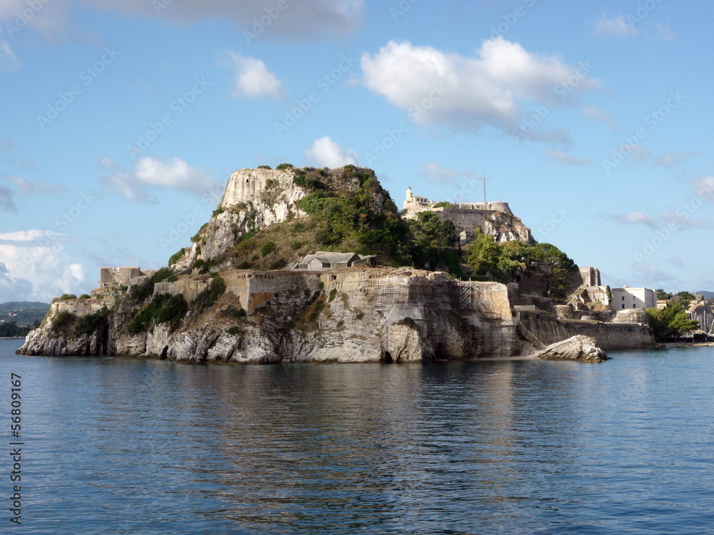 corfu castle the old fortress with blue sky and sea	