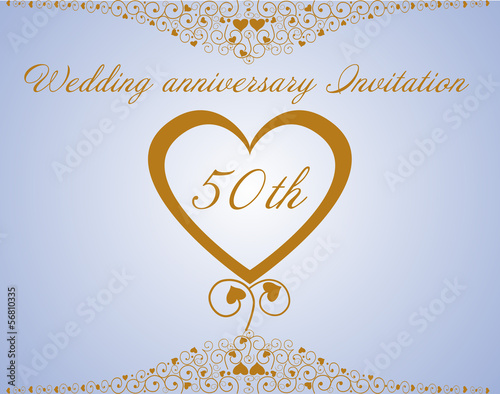 50th Wedding anniversary Invitation.Vector illustration photo