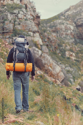 mountain trekking man photo