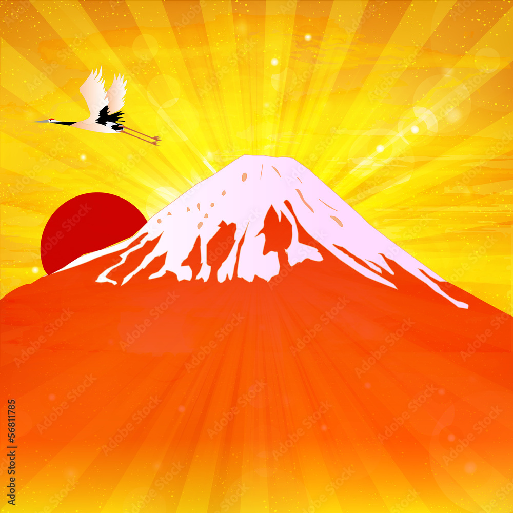 富士山初日の出背景stock Vector Adobe Stock
