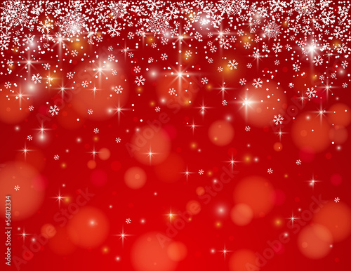red background with snowflakes, vector