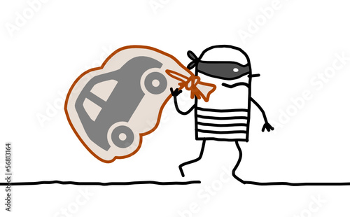 car thief running away