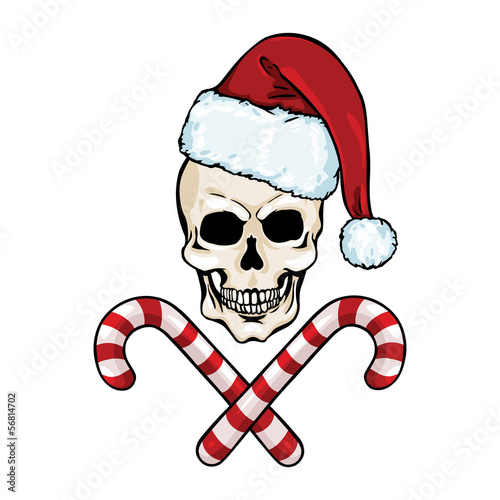 vector character - Christmas skull and crossed candy canes