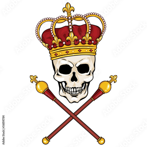 vector character - skull king and crossed royal scepters