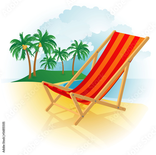 Chaise lounge on a beach. Vector.
