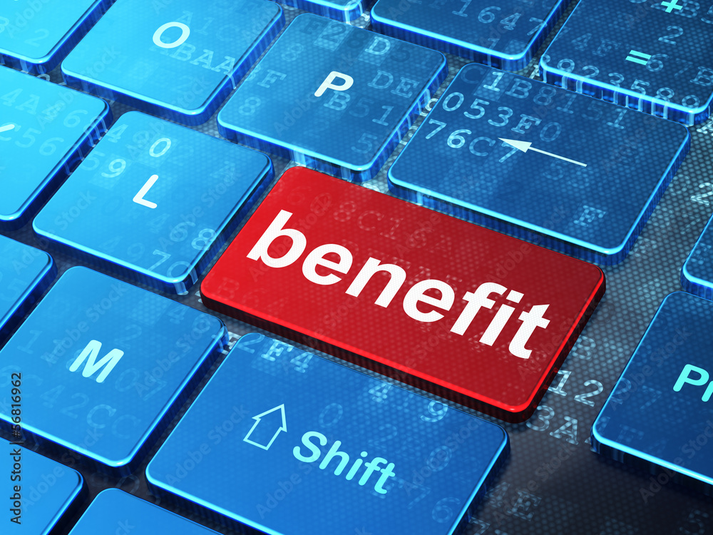 Fototapeta premium Business concept: Benefit on computer keyboard background