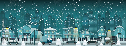Night city in winter