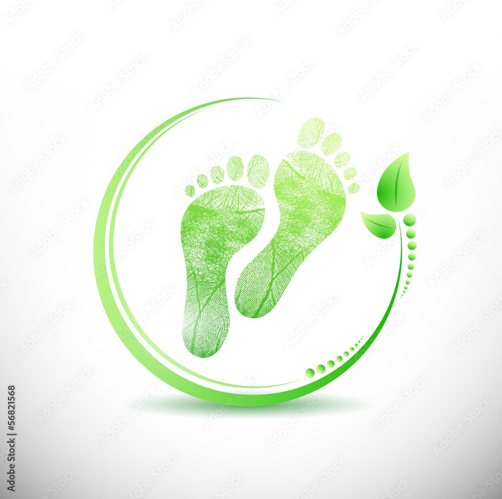 foot print with leaves all around illustration foot print with leaves all around illustration