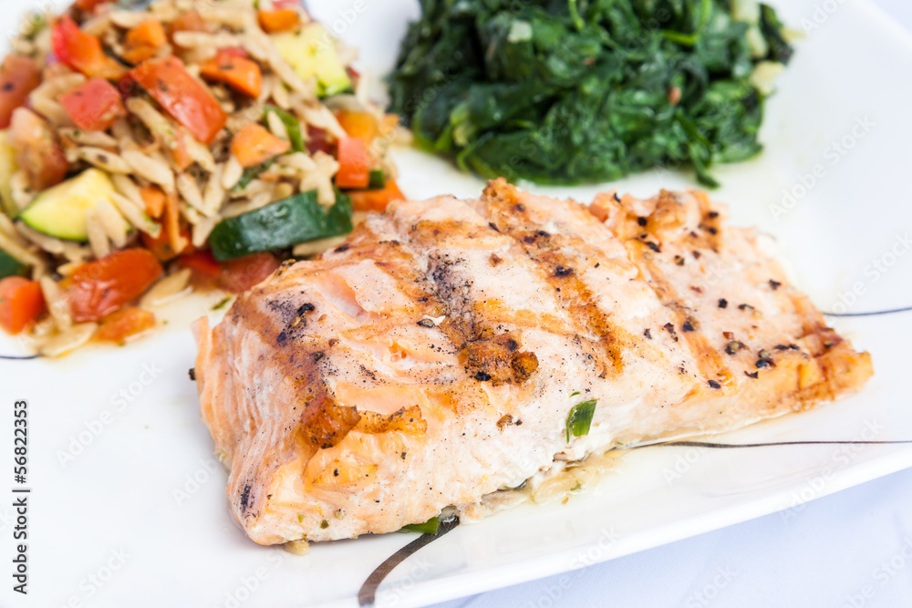 delicious grill Salmon with side dishes