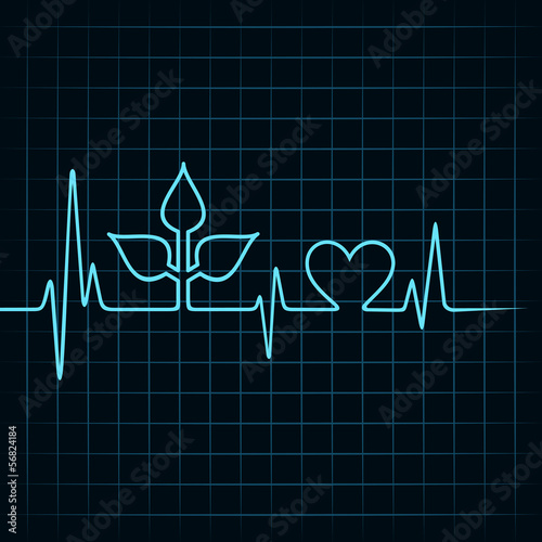 Heartbeat make leaf and heart icon stock vector