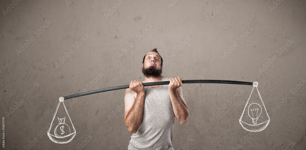 skinny guy trying to get balanced