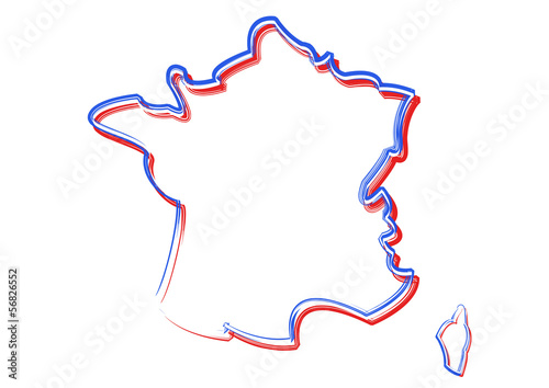 Carte de France - couleurs du drapeau