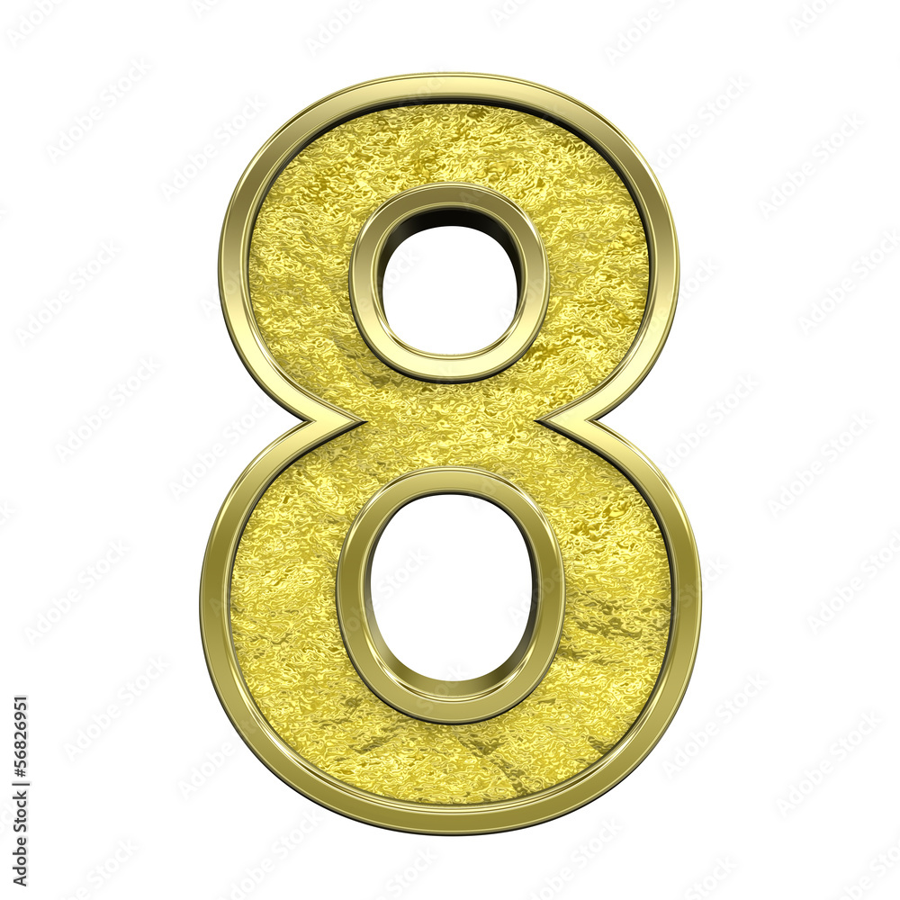 One digit from gold cast alphabet set One digit from gold cast alphabet set