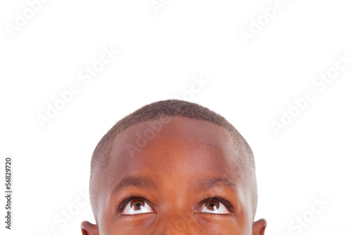 African American boy looking up  - Black people