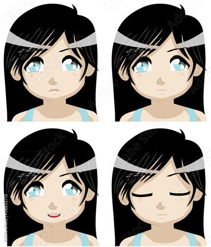 Manga Girl Face Expressions