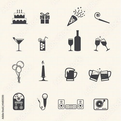 Birthday party icons.