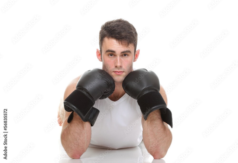 isolated studio picture from a young boxer