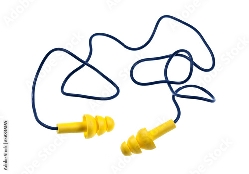Bild auf Leinwand Reusable Ear Plugs with Cord isolated on white