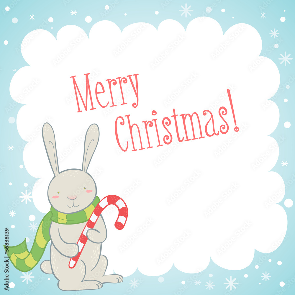Cute bunny Christmas greeting card Cute bunny Christmas greeting card