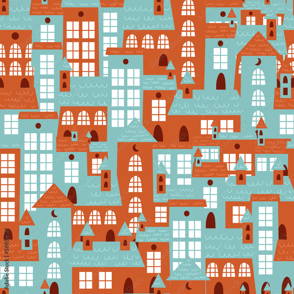 Houses seamless colorful pattern