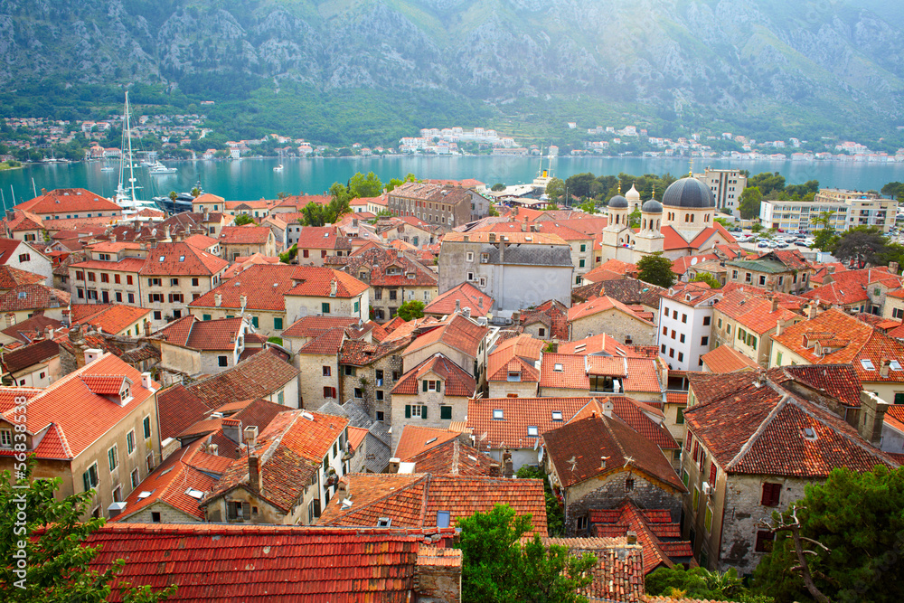 Roofs of Kotor old town. Montenegro