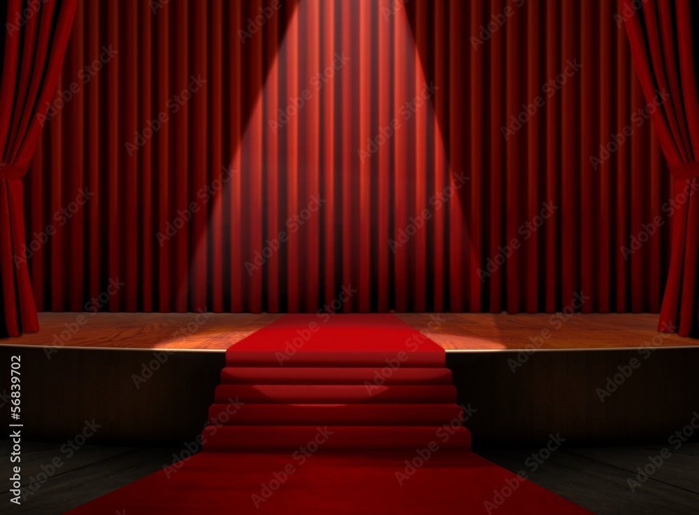 Red Carpet on Stage with Spotlight Stock Illustration Adobe Stock