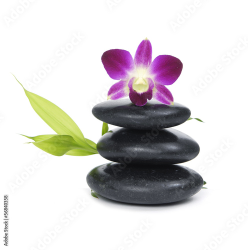 spa concept with zen stones and orchid