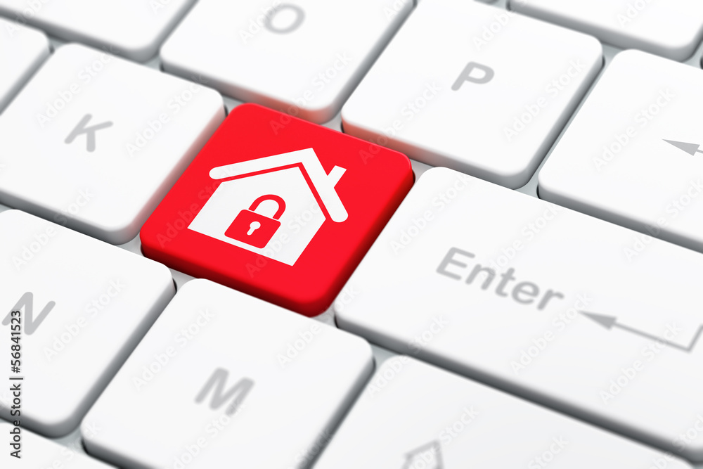 Finance concept: Home on computer keyboard background Finance concept: Home on computer keyboard background